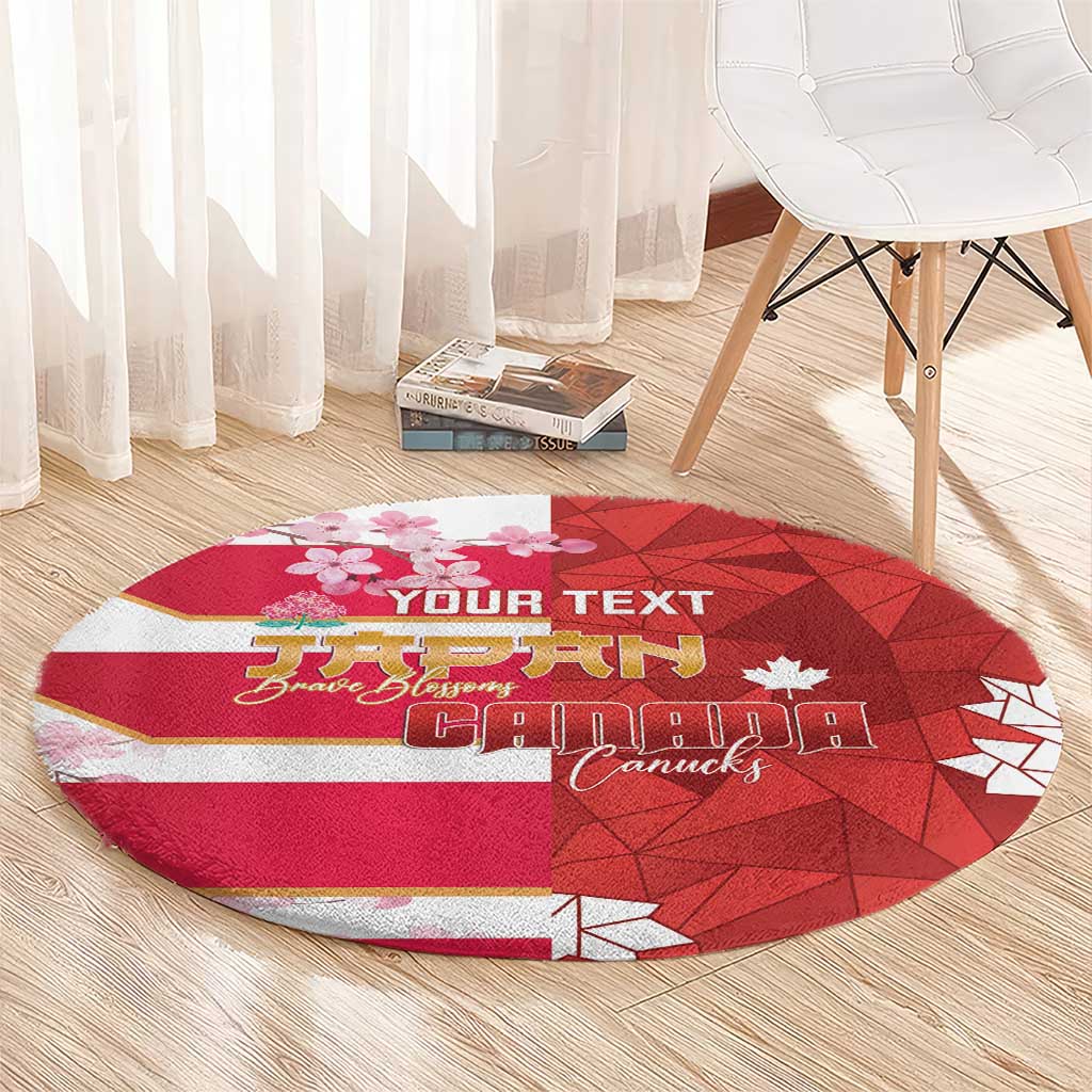 Canada and Japan Rugby Custom Round Carpet Canucks Brave Blossoms Together Pacific - Polynesian Pride