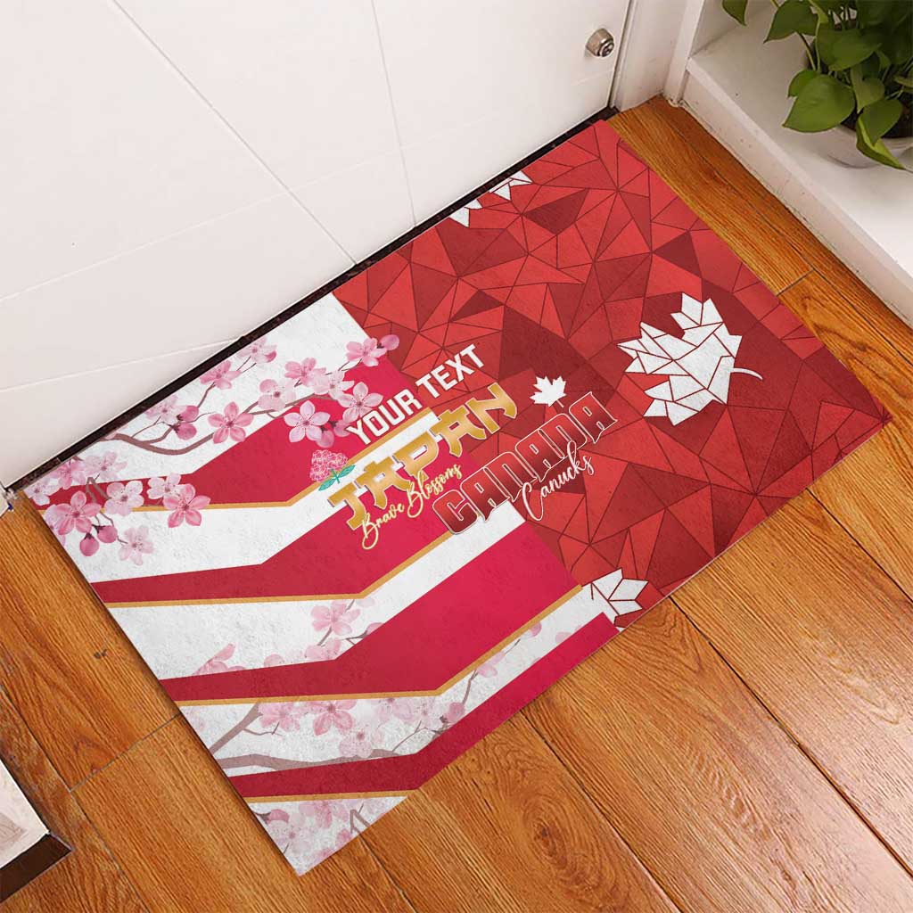 Canada and Japan Rugby Custom Rubber Doormat Canucks Brave Blossoms Together Pacific LT14 - Polynesian Pride