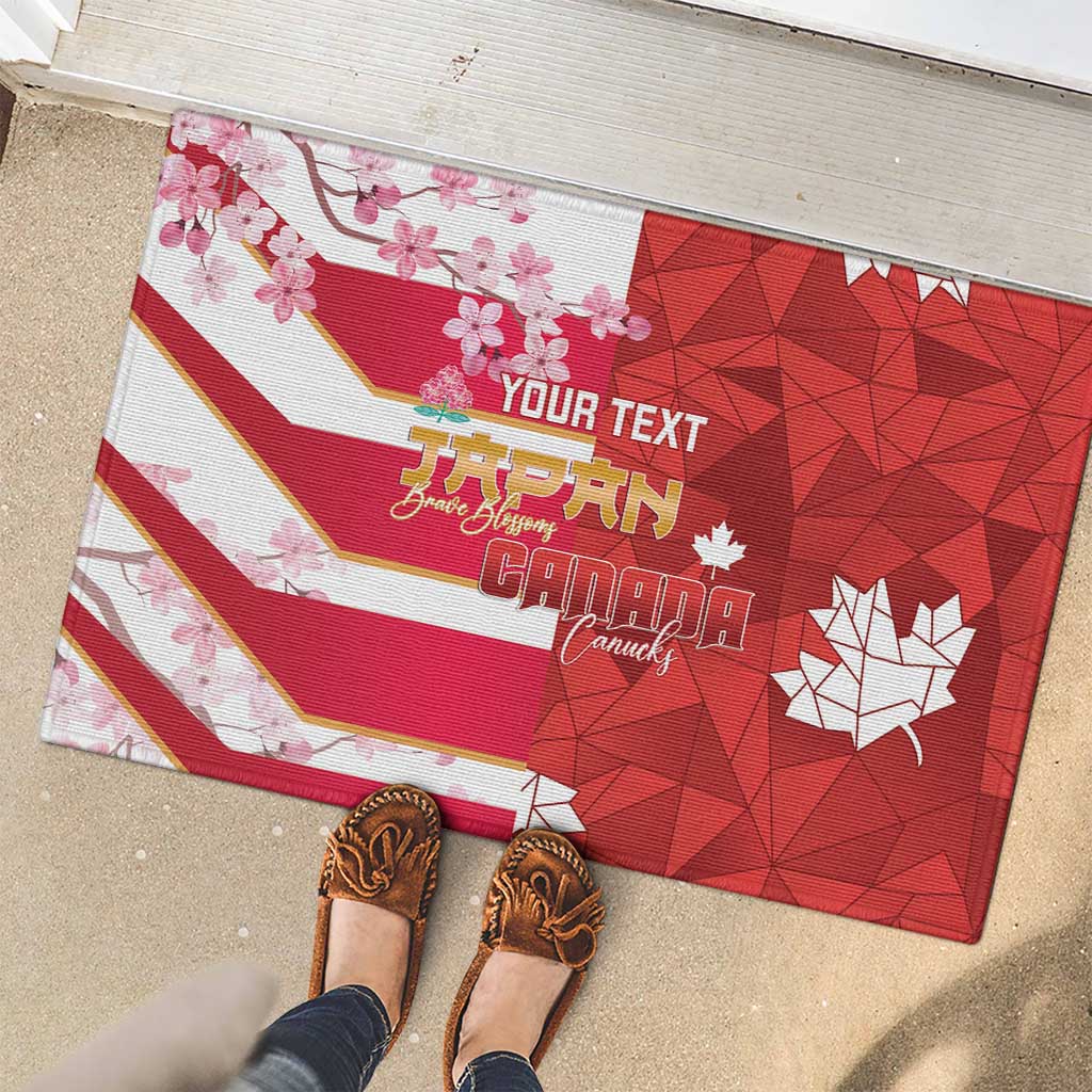 Canada and Japan Rugby Custom Rubber Doormat Canucks Brave Blossoms Together Pacific LT14 - Polynesian Pride