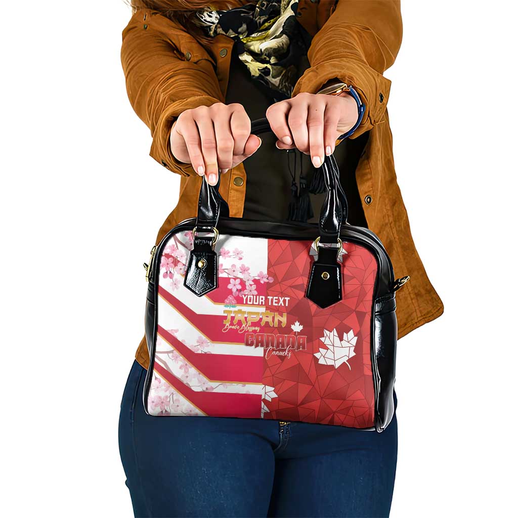 Canada and Japan Rugby Custom Shoulder Handbag Canucks Brave Blossoms Together Pacific - Polynesian Pride