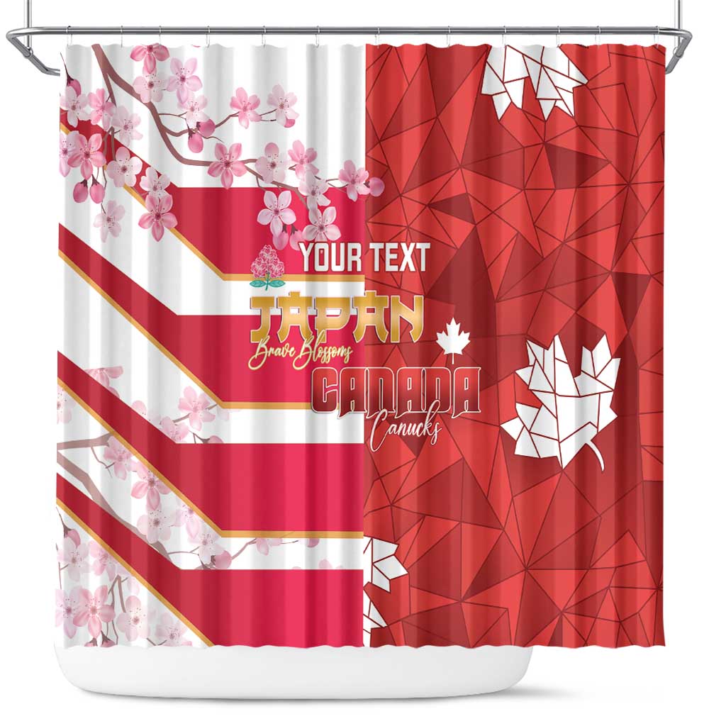 Canada and Japan Rugby Custom Shower Curtain Canucks Brave Blossoms Together Pacific - Polynesian Pride