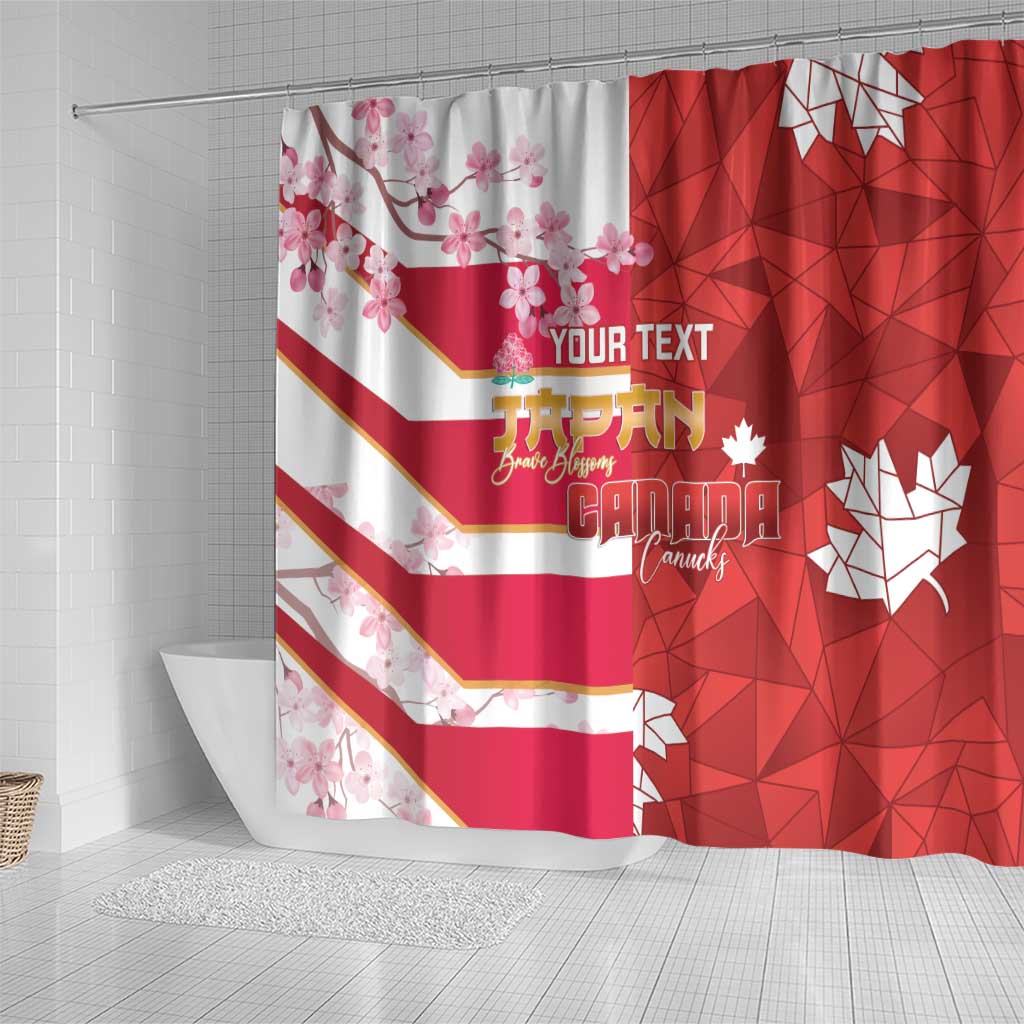 Canada and Japan Rugby Custom Shower Curtain Canucks Brave Blossoms Together Pacific - Polynesian Pride