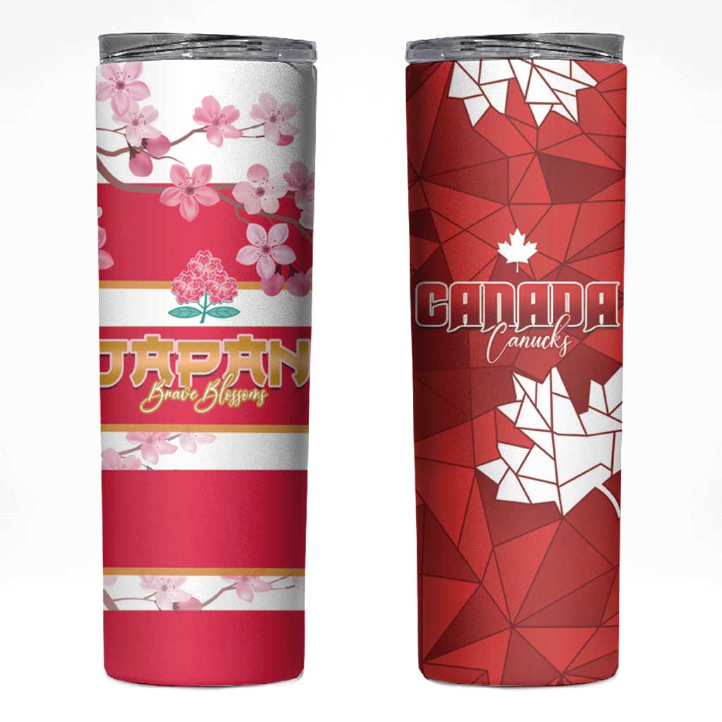 Canada and Japan Rugby Skinny Tumbler Canucks Brave Blossoms Together Pacific - Polynesian Pride