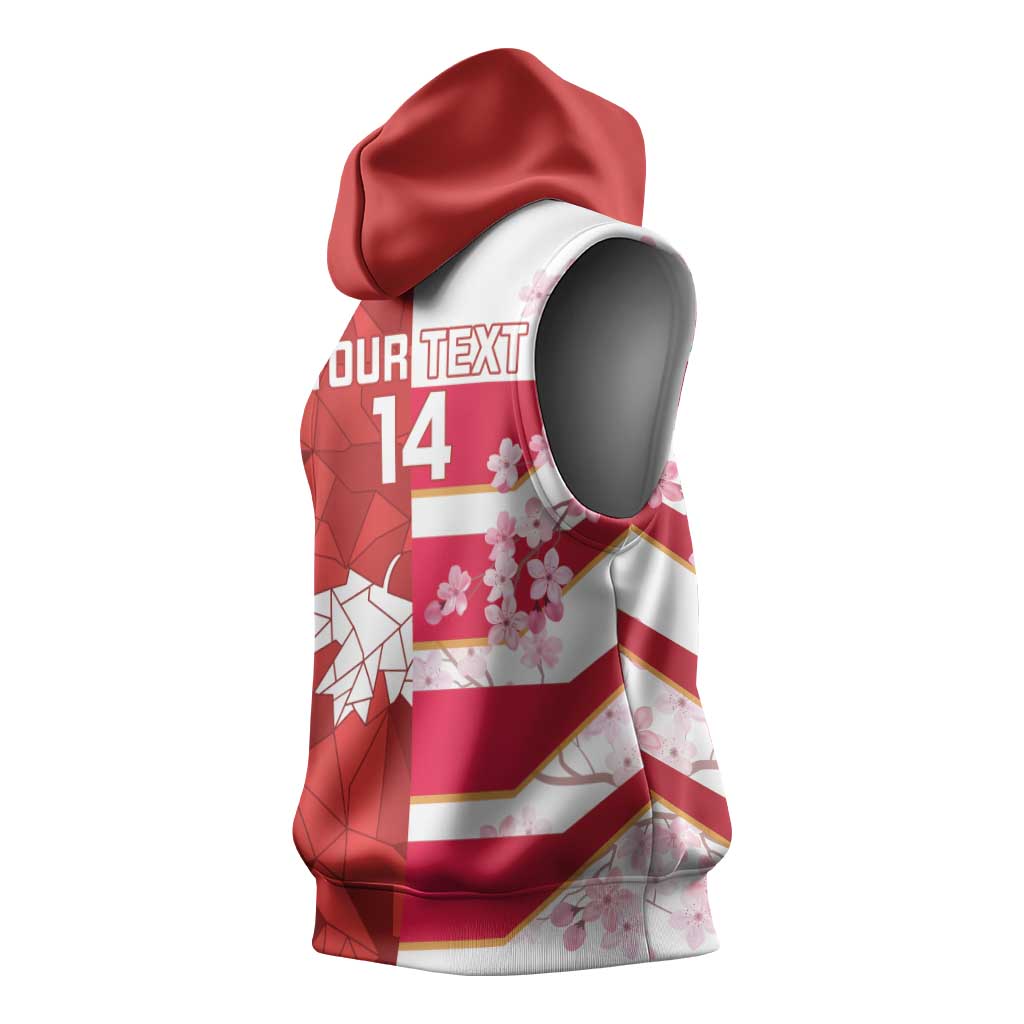 Canada and Japan Rugby Custom Sleeveless Hoodie Canucks Brave Blossoms Together Pacific LT14 - Polynesian Pride