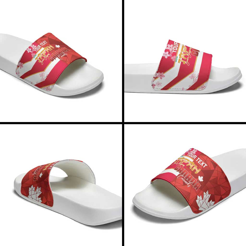 Canada and Japan Rugby Custom Slide Sandals Canucks Brave Blossoms Together Pacific - Polynesian Pride