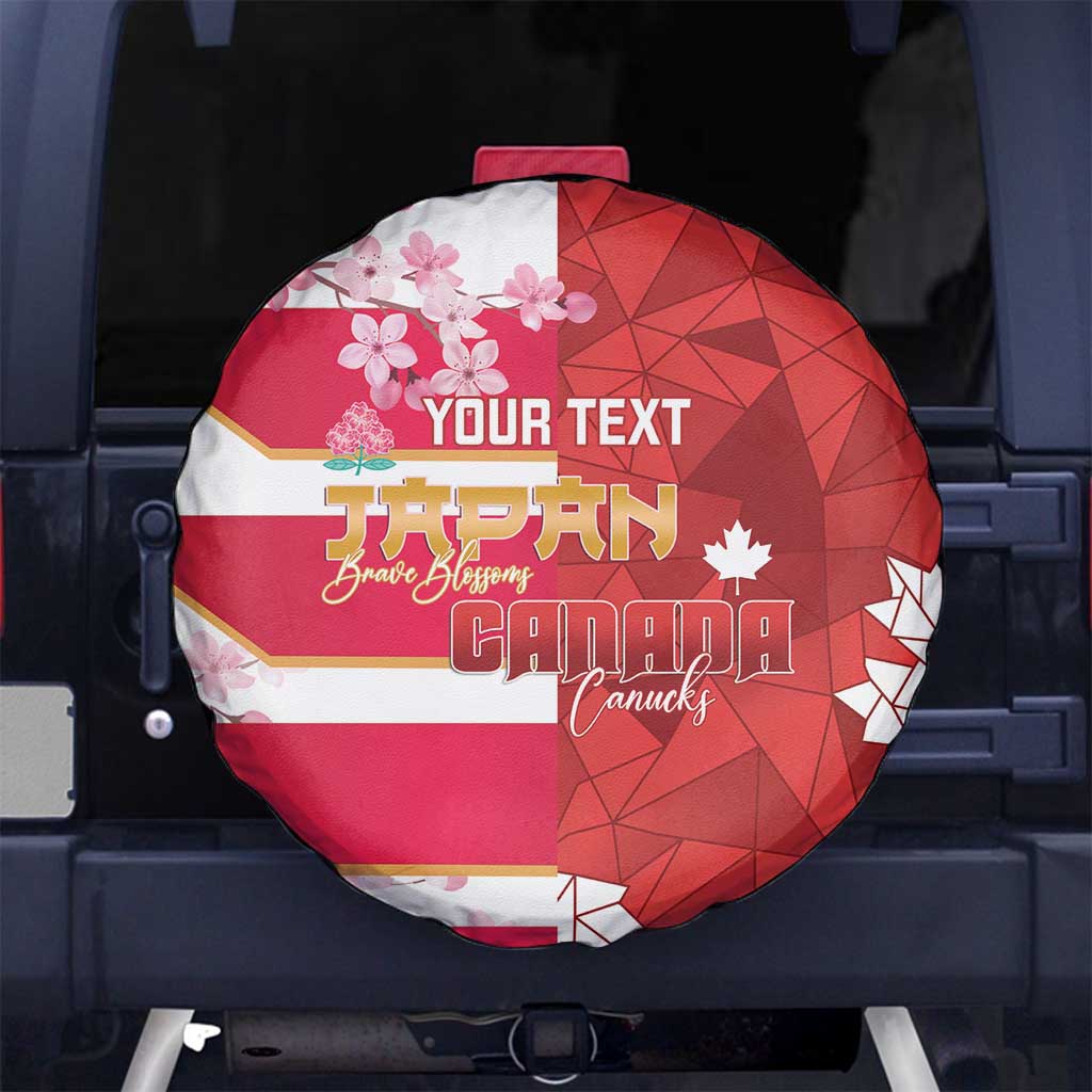 Canada and Japan Rugby Custom Spare Tire Cover Canucks Brave Blossoms Together Pacific - Polynesian Pride