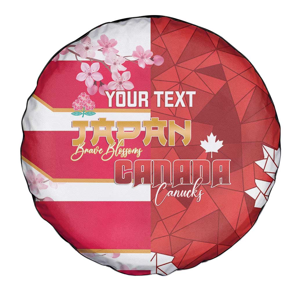 Canada and Japan Rugby Custom Spare Tire Cover Canucks Brave Blossoms Together Pacific - Polynesian Pride