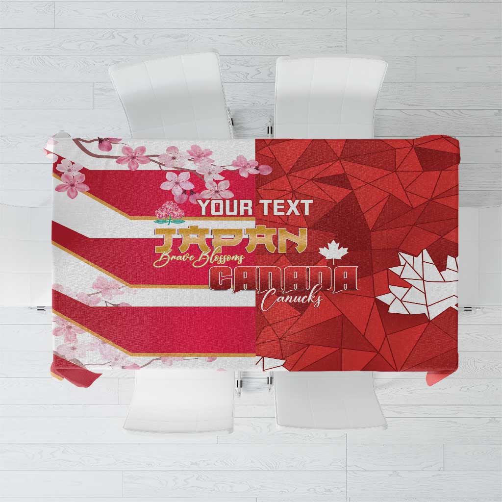 Canada and Japan Rugby Custom Tablecloth Canucks Brave Blossoms Together Pacific LT14 Red - Polynesian Pride
