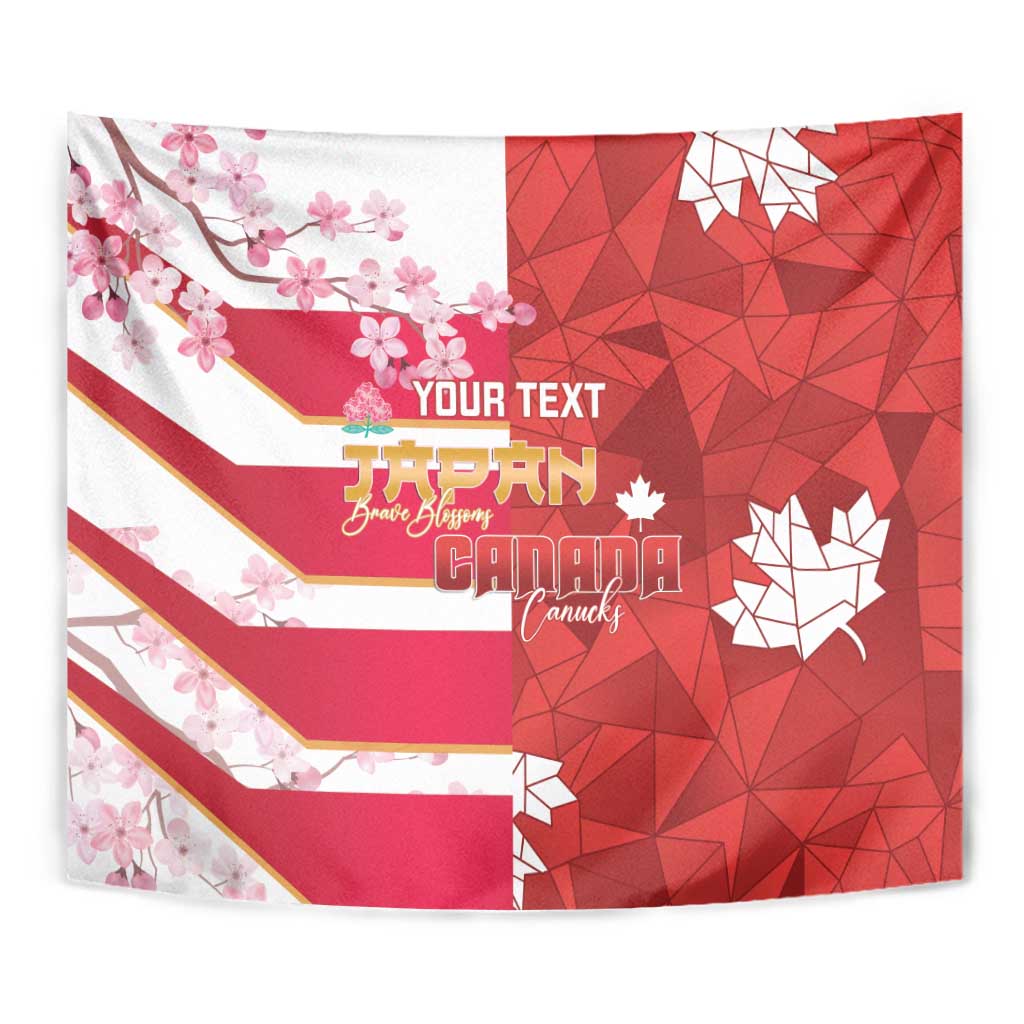 Canada and Japan Rugby Custom Tapestry Canucks Brave Blossoms Together Pacific - Polynesian Pride