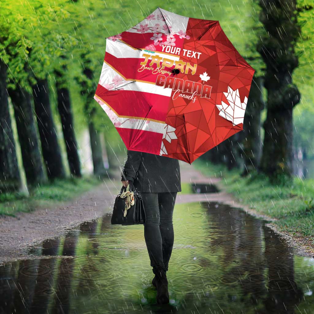 Canada and Japan Rugby Custom Umbrella Canucks Brave Blossoms Together Pacific - Polynesian Pride