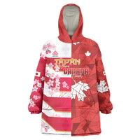 Canada and Japan Rugby Custom Wearable Blanket Hoodie Canucks Brave Blossoms Together Pacific LT14 One Size Red - Polynesian Pride