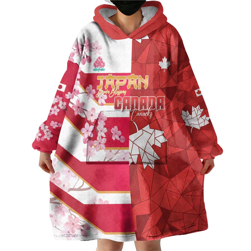 Canada and Japan Rugby Custom Wearable Blanket Hoodie Canucks Brave Blossoms Together Pacific LT14 - Polynesian Pride