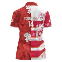 Canada and Japan Rugby Custom Women Polo Shirt Canucks Brave Blossoms Together Pacific - Polynesian Pride