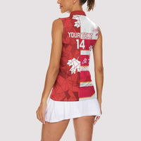 Canada and Japan Rugby Custom Women Sleeveless Polo Shirt Canucks Brave Blossoms Together Pacific - Polynesian Pride