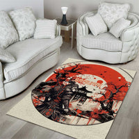Samurai Warrior Japan Area Rug Red-blossomed Tree Classic Japanese Stylized - Polynesian Pride
