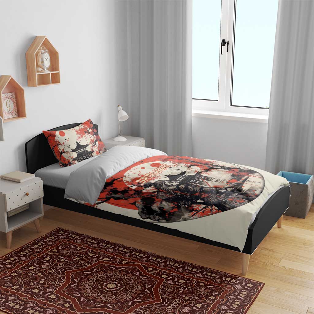 Samurai Warrior Japan Bedding Set Red-blossomed Tree Classic Japanese Stylized - Polynesian Pride