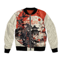 Samurai Warrior Japan Bomber Jacket Red-blossomed Tree Classic Japanese Stylized - Polynesian Pride