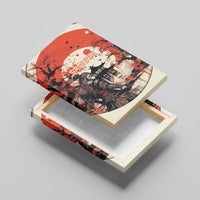 Samurai Warrior Japan Canvas Wall Art Red-blossomed Tree Classic Japanese Stylized LT14 - Polynesian Pride