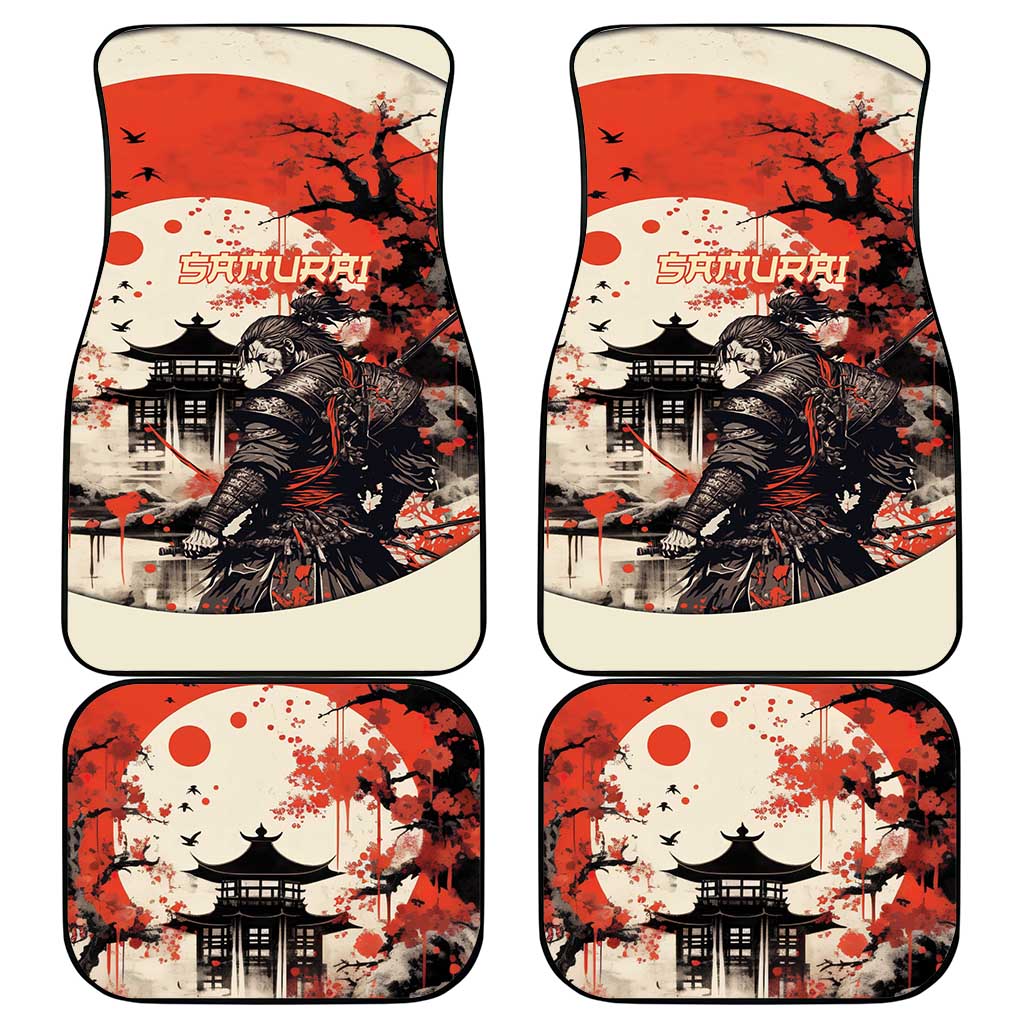 Samurai Warrior Japan Car Mats Red-blossomed Tree Classic Japanese Stylized LT14 - Polynesian Pride
