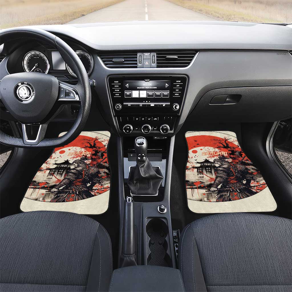 Samurai Warrior Japan Car Mats Red-blossomed Tree Classic Japanese Stylized LT14 Set 2pcs - Front Red - Polynesian Pride