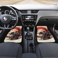 Samurai Warrior Japan Car Mats Red-blossomed Tree Classic Japanese Stylized LT14 Set 2pcs - Front Red - Polynesian Pride