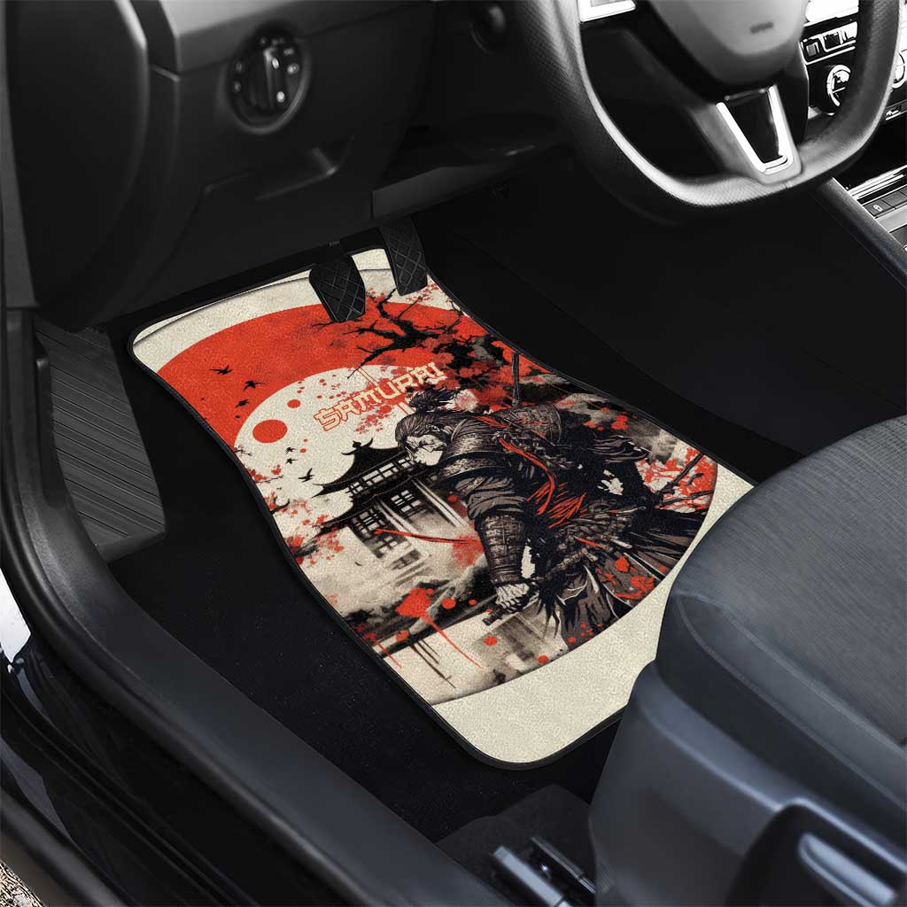 Samurai Warrior Japan Car Mats Red-blossomed Tree Classic Japanese Stylized LT14 - Polynesian Pride