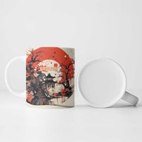Samurai Warrior Japan Ceramic Mug Red-blossomed Tree Classic Japanese Stylized LT14 - Polynesian Pride