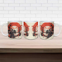 Samurai Warrior Japan Ceramic Mug Red-blossomed Tree Classic Japanese Stylized LT14 - Polynesian Pride