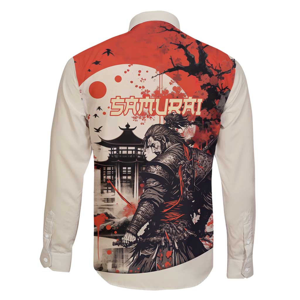 Samurai Warrior Japan Family Matching Tank Maxi Dress and Hawaiian Shirt Red-blossomed Tree Classic Japanese Stylized - Polynesian Pride