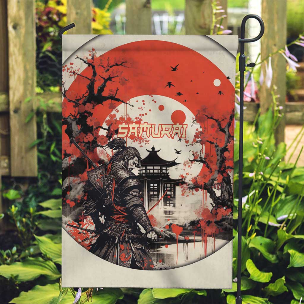 Samurai Warrior Japan Garden Flag Red-blossomed Tree Classic Japanese Stylized - Polynesian Pride