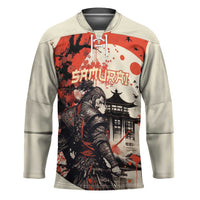 Samurai Warrior Japan Hockey Jersey Red-blossomed Tree Classic Japanese Stylized - Polynesian Pride