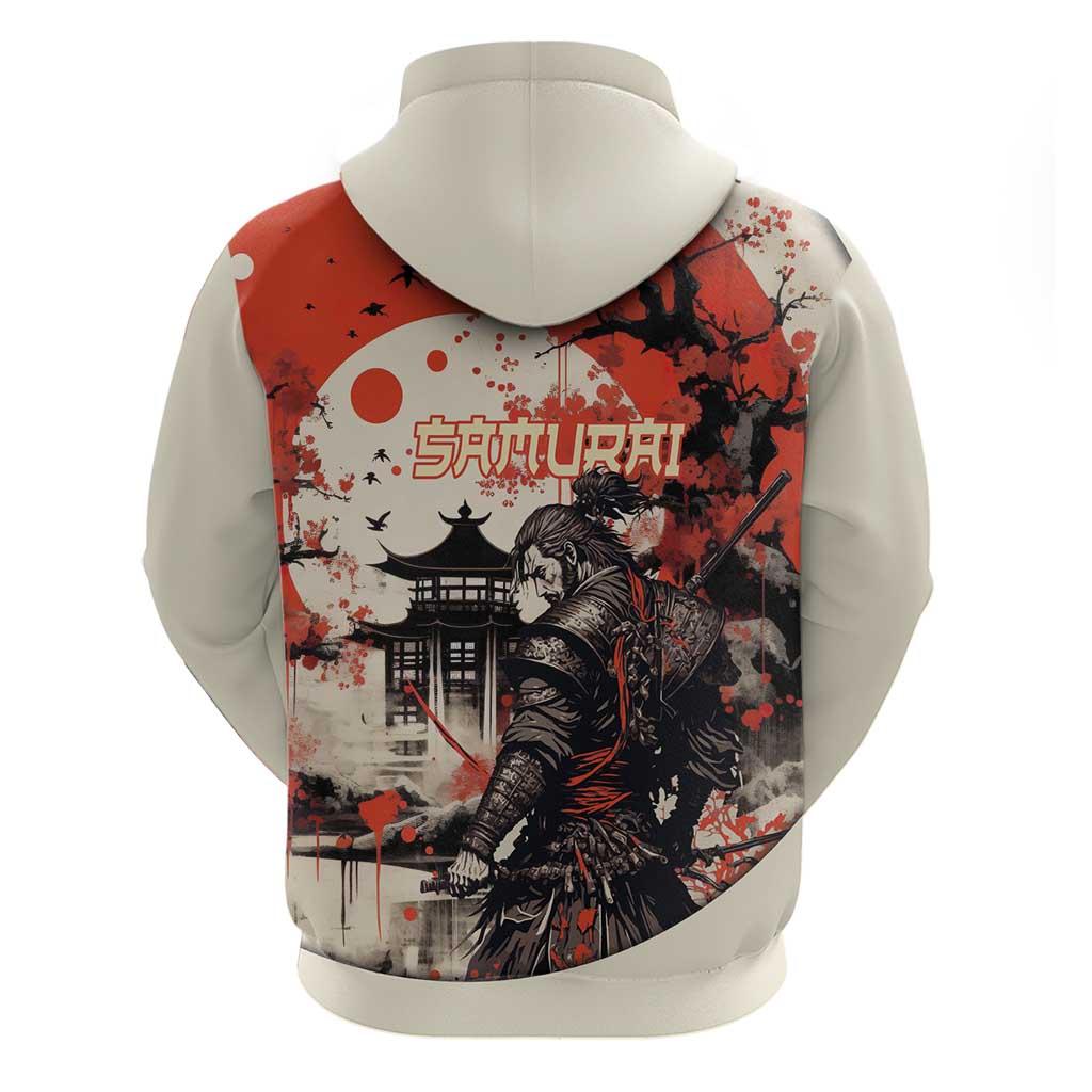 Samurai Warrior Japan Hoodie Red-blossomed Tree Classic Japanese Stylized - Polynesian Pride