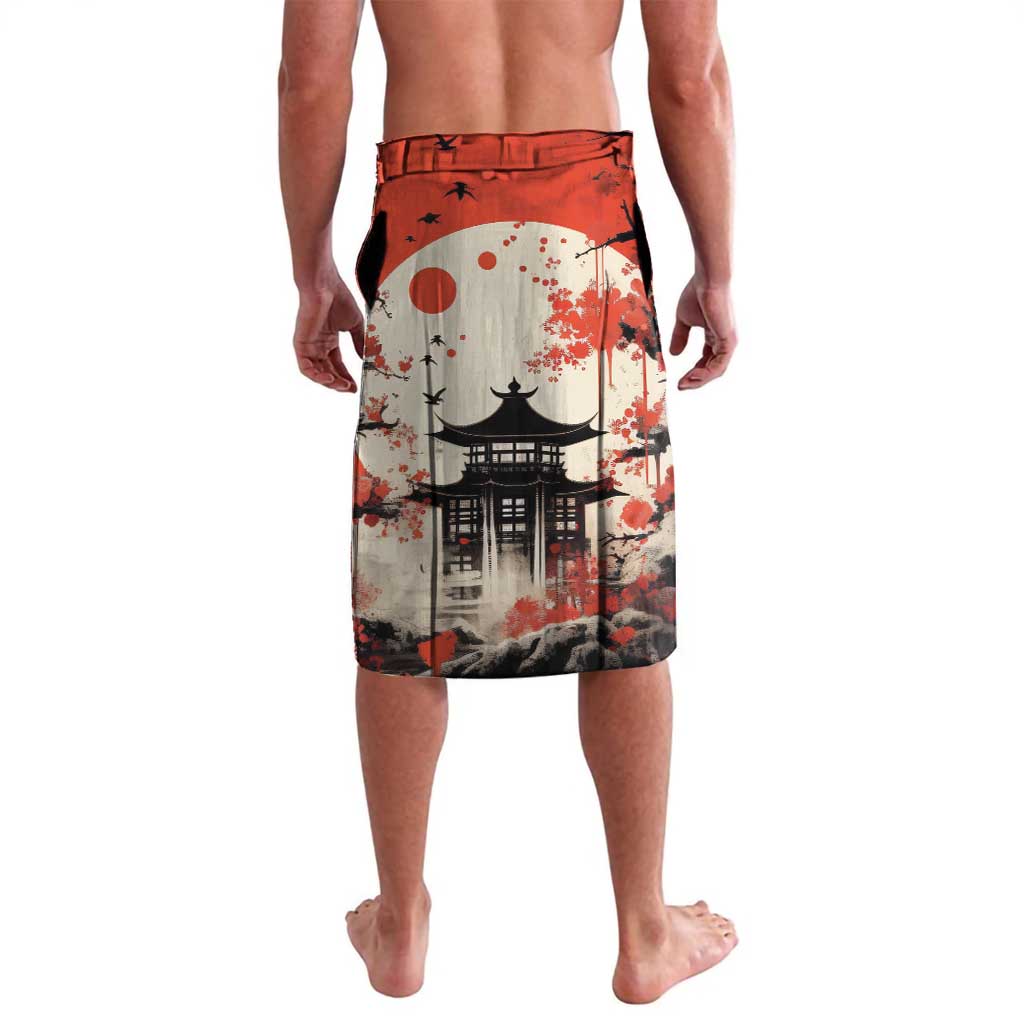 Samurai Warrior Japan Lavalava Red-blossomed Tree Classic Japanese Stylized - Polynesian Pride