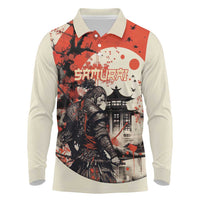 Samurai Warrior Japan Long Sleeve Polo Shirt Red-blossomed Tree Classic Japanese Stylized LT14 Red - Polynesian Pride