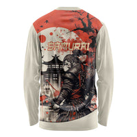 Samurai Warrior Japan Long Sleeve Shirt Red-blossomed Tree Classic Japanese Stylized - Polynesian Pride