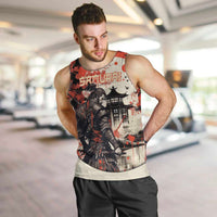 Samurai Warrior Japan Men Tank Top Red-blossomed Tree Classic Japanese Stylized LT14 Red - Polynesian Pride