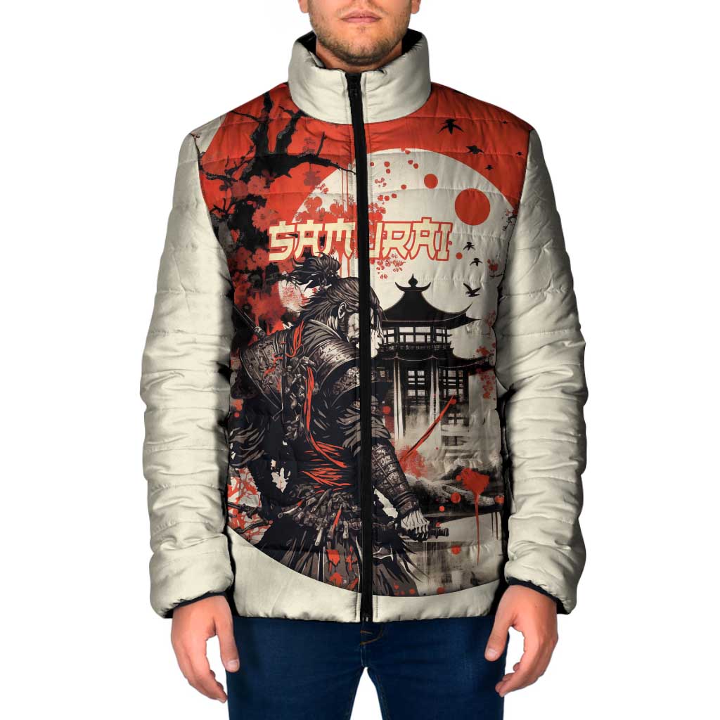 Samurai Warrior Japan Padded Jacket Red-blossomed Tree Classic Japanese Stylized LT14 Men Red - Polynesian Pride