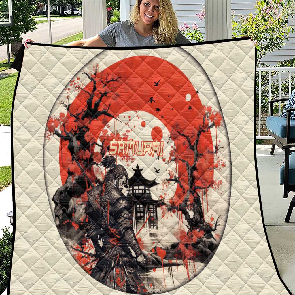 Samurai Warrior Japan Quilt Red-blossomed Tree Classic Japanese Stylized - Polynesian Pride