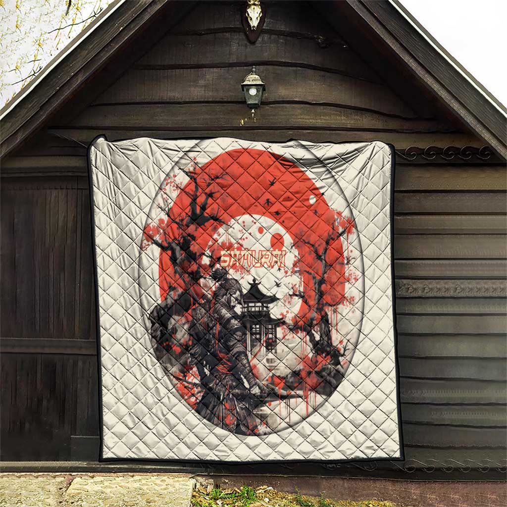 Samurai Warrior Japan Quilt Red-blossomed Tree Classic Japanese Stylized - Polynesian Pride