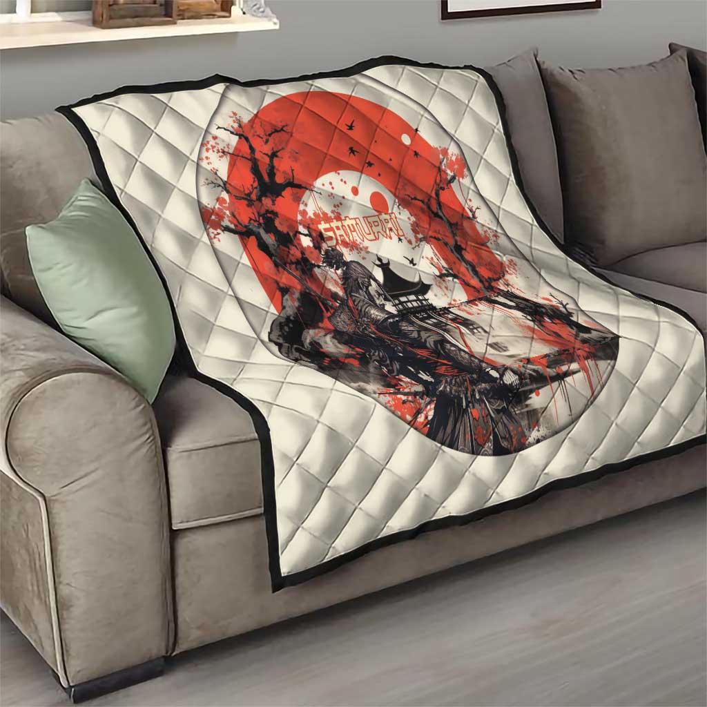Samurai Warrior Japan Quilt Red-blossomed Tree Classic Japanese Stylized - Polynesian Pride
