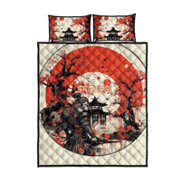 Samurai Warrior Japan Quilt Bed Set Red-blossomed Tree Classic Japanese Stylized - Polynesian Pride
