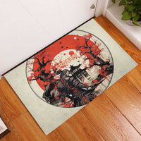 Samurai Warrior Japan Rubber Doormat Red-blossomed Tree Classic Japanese Stylized LT14 - Polynesian Pride
