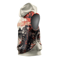 Samurai Warrior Japan Sleeveless Hoodie Red-blossomed Tree Classic Japanese Stylized LT14 - Polynesian Pride