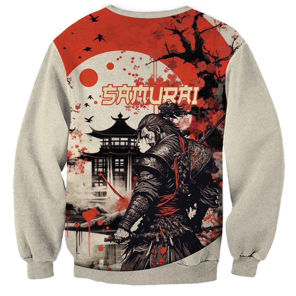 Samurai Warrior Japan Sweatshirt Red-blossomed Tree Classic Japanese Stylized LT14 - Polynesian Pride