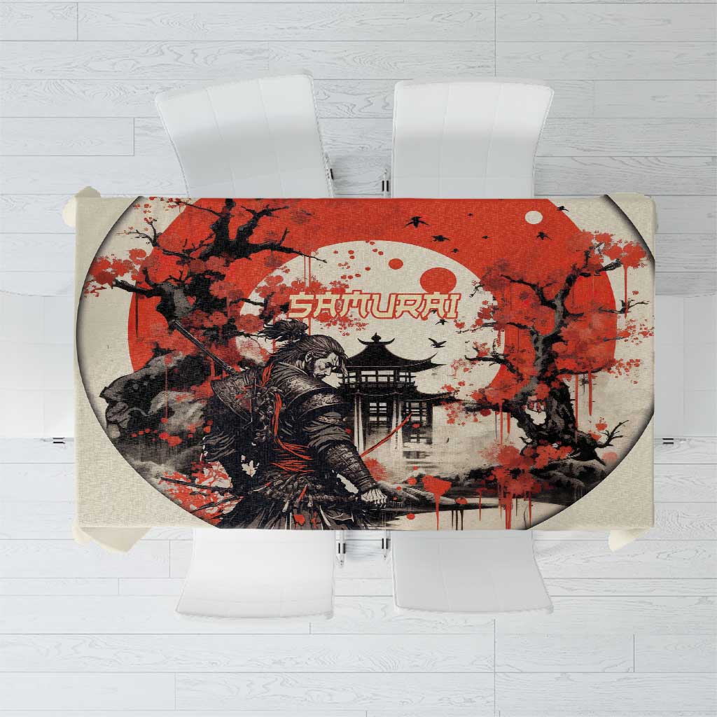 Samurai Warrior Japan Tablecloth Red-blossomed Tree Classic Japanese Stylized LT14 Red - Polynesian Pride