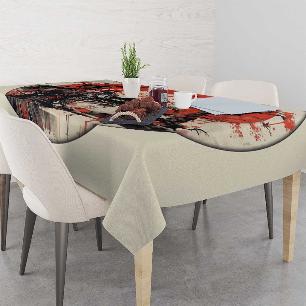 Samurai Warrior Japan Tablecloth Red-blossomed Tree Classic Japanese Stylized LT14 - Polynesian Pride