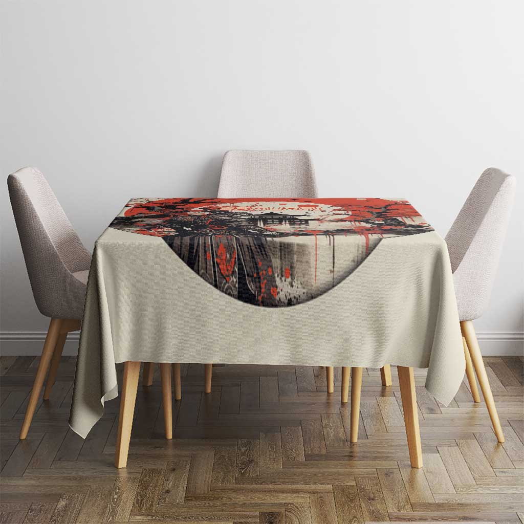 Samurai Warrior Japan Tablecloth Red-blossomed Tree Classic Japanese Stylized LT14 - Polynesian Pride