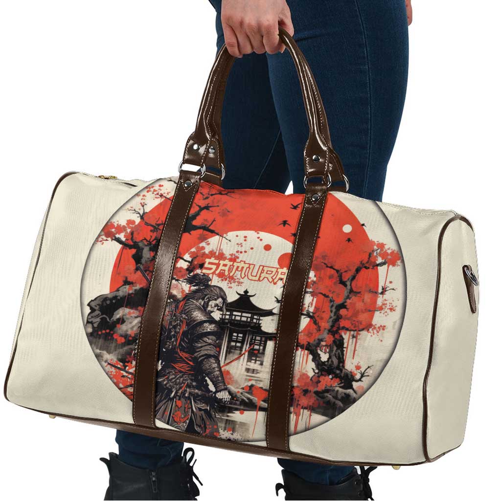 Samurai Warrior Japan Travel Bag Red-blossomed Tree Classic Japanese Stylized - Polynesian Pride