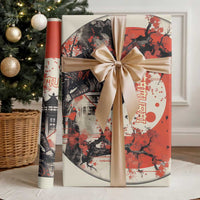 Samurai Warrior Japan Wrapping Paper Red-blossomed Tree Classic Japanese Stylized - Polynesian Pride