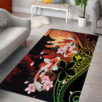 Hawaiian and Japanese Area Rug Koi Fish With Kanaka Polynesian Tattoo - Polynesian Pride